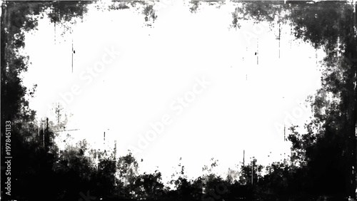 Embracing the Void and The Dark Border and Textured Edge and Abstract Grunge Aesthetic and Evocative Frame and Artistic Contour and Monochrome Design.