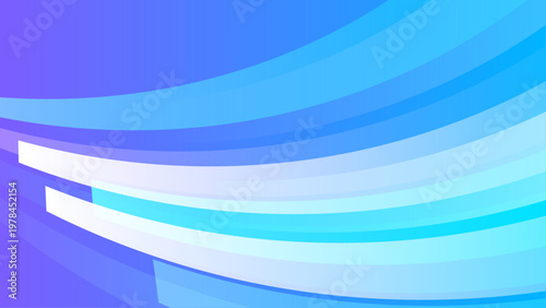 青色と水色のグラデーション曲線が流れる抽象的な背景デザイン素材