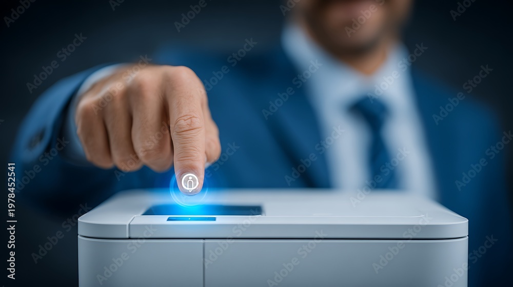 Fototapeta premium Businessman casting a ballot electronically.
