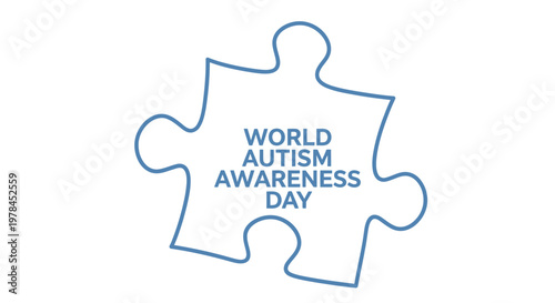 Blue puzzle piece graphic with the text world autism awareness day inside
