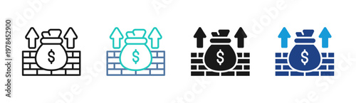 Financial Barrier icon set multiple style collection
