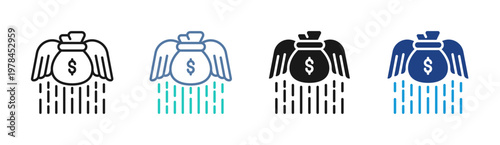 Cash Flow icon set multiple style collection