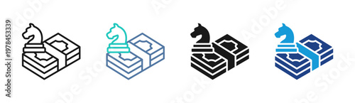 Investment Strategy icon set multiple style collection