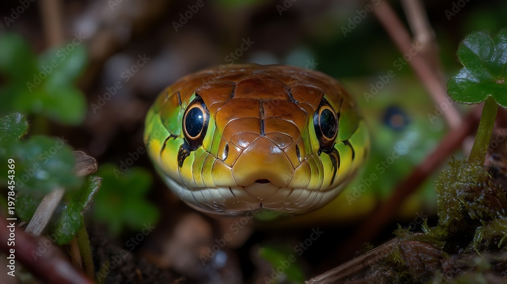 Obraz premium Closeup of colorful snake outdoors.