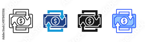 Money Exchange icon set multiple style collection