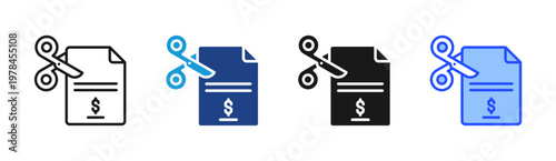 Cost Cut icon set multiple style collection