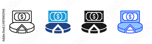 Budget Allocation icon set multiple style collection