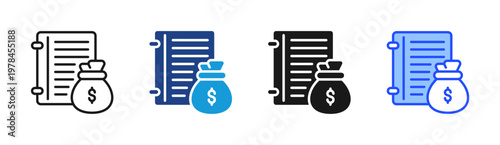 Financial Report icon set multiple style collection