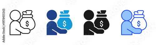 Money Holding icon set multiple style collection
