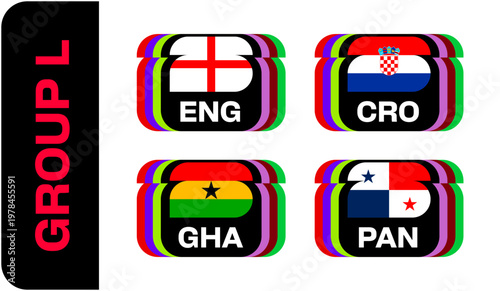 Group L Football Flags Stylized