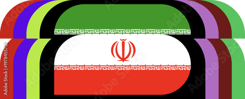 Iran Flag Geometric Stylized