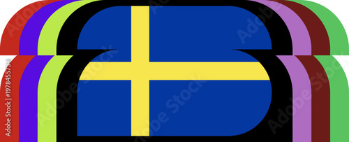 Sweden Flag Stylized Element
