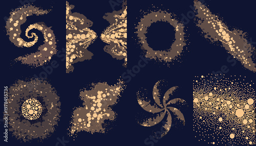 Glittery typography and lettering enhancements showcase ornate gold designs on dark background