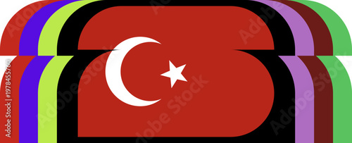 Turkey Flag Stylized Geometric