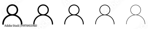 Set of linear user icons with different stroke weights. Minimalist human profile symbols for interface. Vector illustration.