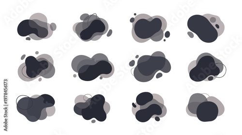 Colorful collection vector design elements are separated into blob shapes. Abstract stains shape vector set