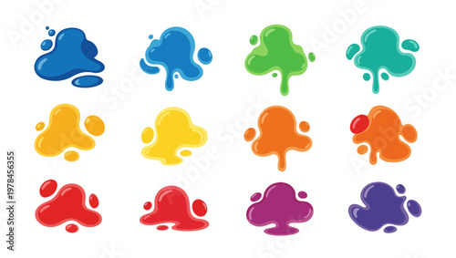 Blob shapes, colorful collection, and vector design elements are isolated. Abstract stains shape vector set