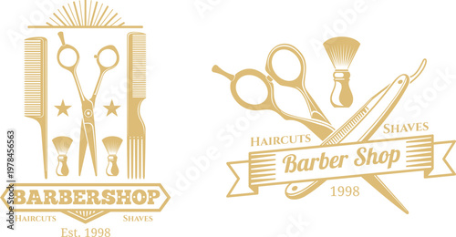 Interior view of a barbershop showing various tools and furniture arrangements