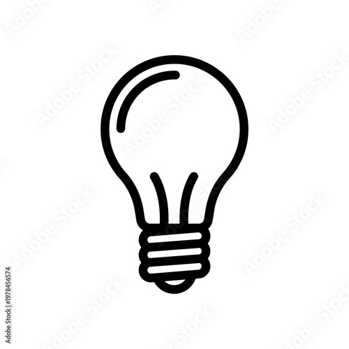 Linear electric light bulb icon made in a minimalist style. Symbol of idea, creativity, innovation, and intellectual solution. Vector illustration.