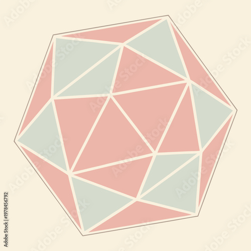 Geometric icosahedron with pink and teal panels geometric pattern icosahedron geometric polyhedron abstract mathematics geometry structure illustration minimalist background symmetry