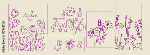 Happy Mother's Day floral greeting art, hand drawn mom appreciation holiday doodles, decorative spring blossom and flower sketches, artistic floral bouquet for mother's day, minimalist seasonal celebr