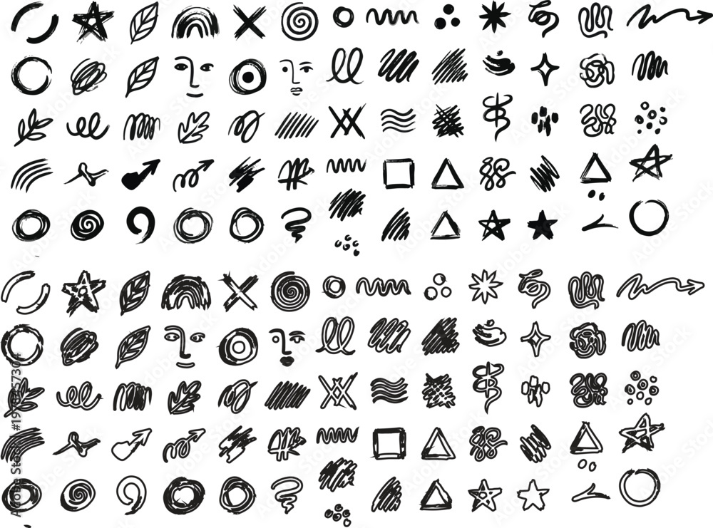 Obraz premium Collection of hand drawn doodle abstract elements arrows and geometric shapes