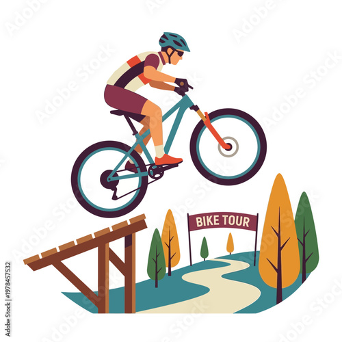 Cyclist Jumping Over Ramp Bike Tour