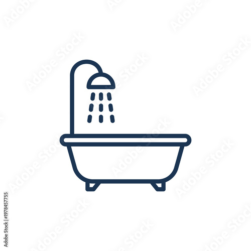 Bath Line Icon Hygiene Bathroom Design