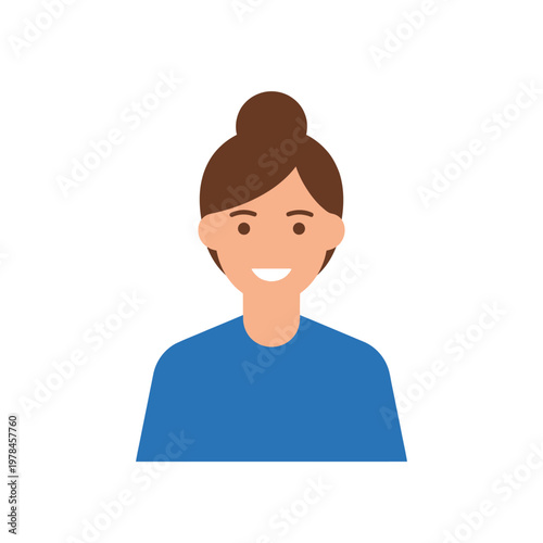Smiling Woman with Brown Hair Bun