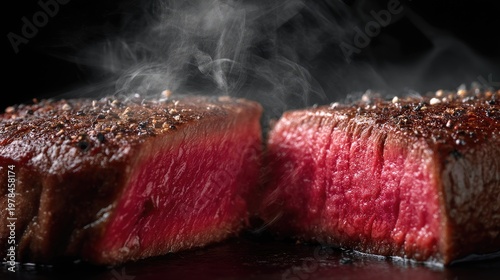 Juicy Grilled Steak with Perfectly Cooked Tender Pink Center