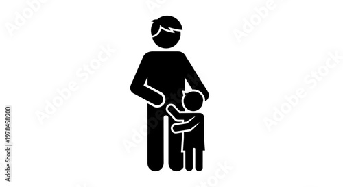 Father and child standing together.