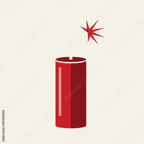 A simple graphic illustration of a red dynamite stick with a lit fuse sparking upwards.