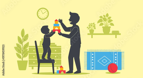 Father Playing With Little Boy.