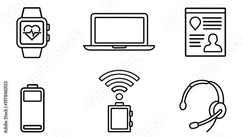 modern tech nurse digital healthcare icons with smartwatch and tablet