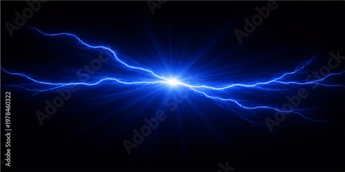 A glowing blue flash of digital energy streaks through the dark night like an artful aurora of motion and fractal light effects