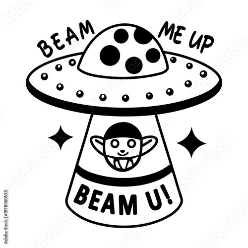 A glyph sticker of ufo abduction 

