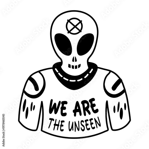 A glyph sticker of unseen alien 

