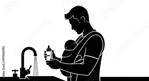Father Feeding Baby Bottle Milk.