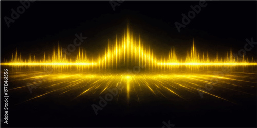 Abstract background with glowing digital lines of energy and colorful light waves in a dark motion design featuring laser equalizer elements on black