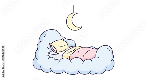 Woman Sleeping on a Cloud Dreaming.