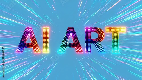 Colorful text AIART on blue background