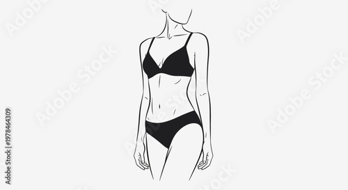 Woman wearing black bikini standing.