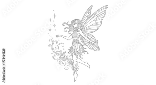 a delicate fairy with wings and flowers.