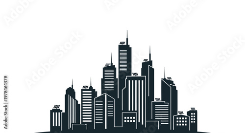 City Skyline with Skyscrapers and Buildings.