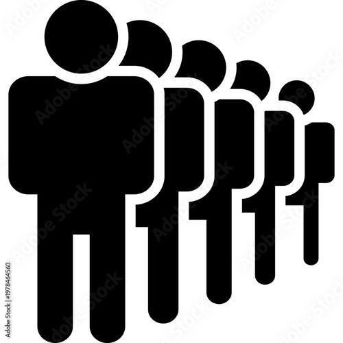 people group perspective icon with depth, flat silhouette style
