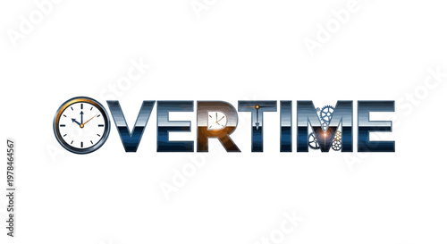 Overtime concept with clock and baseball.