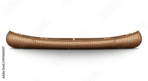 a brown wicker canoe on white background.