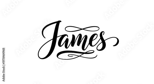 Elegant calligraphy of the name "James" in a flowing script with decorative flourishes.