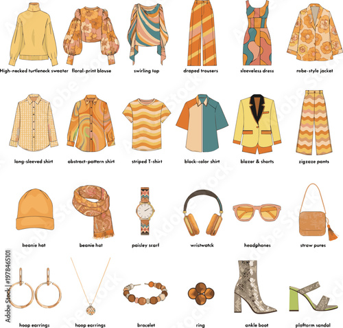 Isolated a realistic kinds of deferent Personal color Warm Spring vector art with white background.