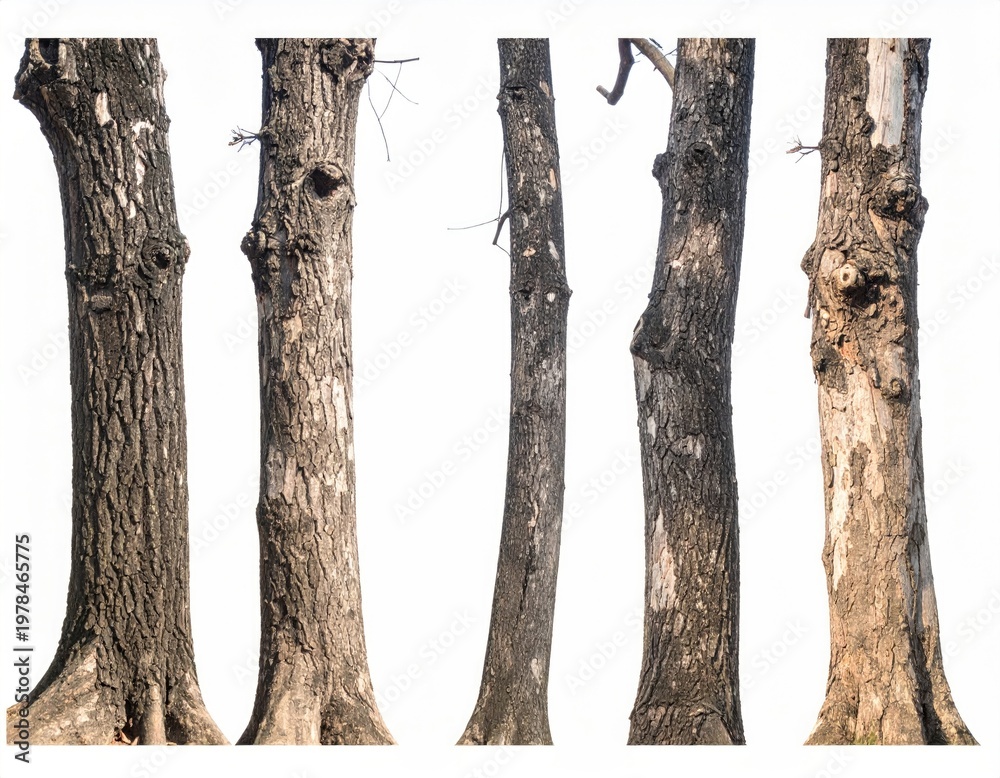 Naklejka premium tree trunks isolated on white background